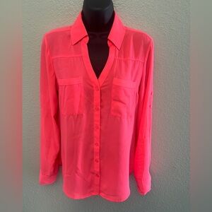 Express Vibrant Pink Button-Down Shirt